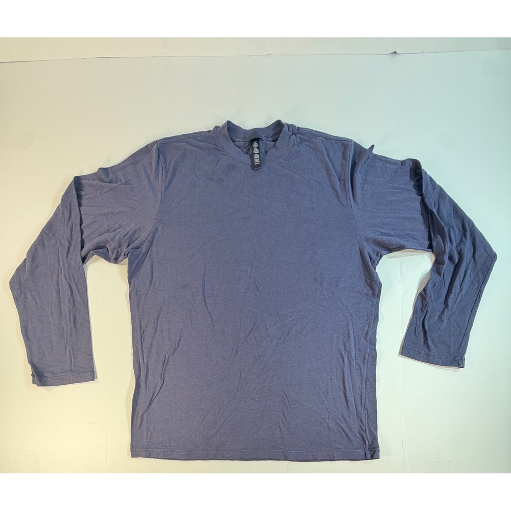 Skims Mens Long Sleeve Crew Neck T-Shirt Navy Blue Modal Blend Size Small
